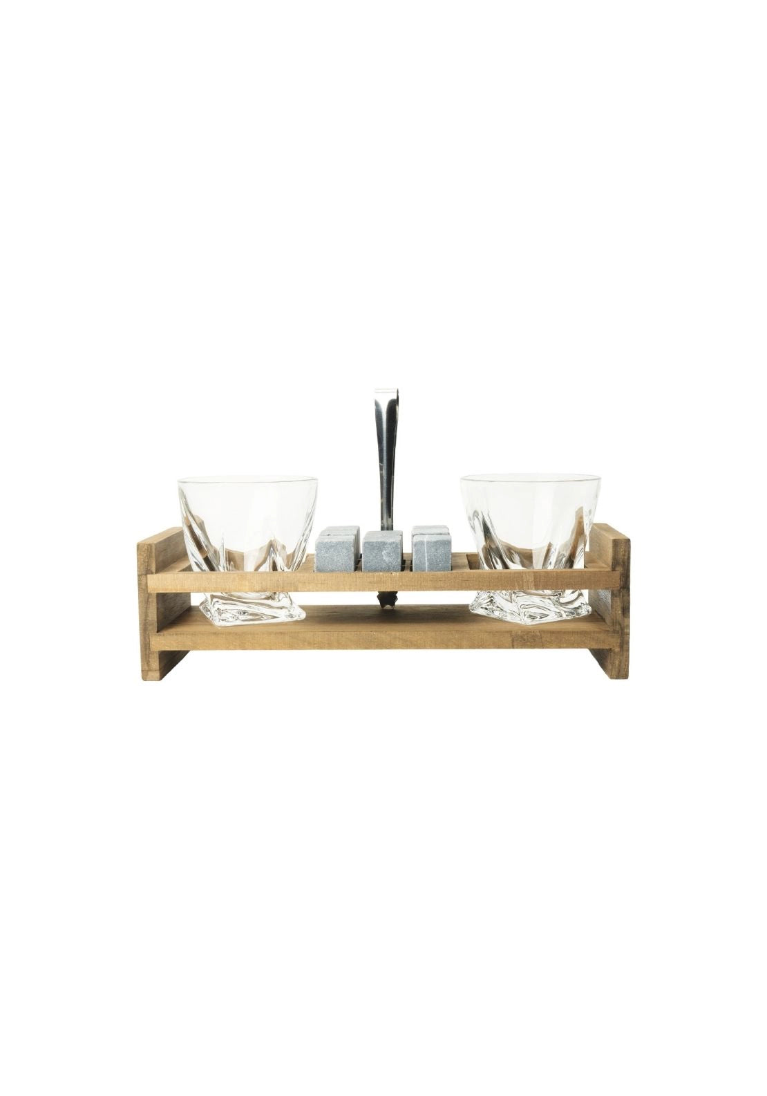 Twisted Whisky Glass Set With Ice Stones - Multi