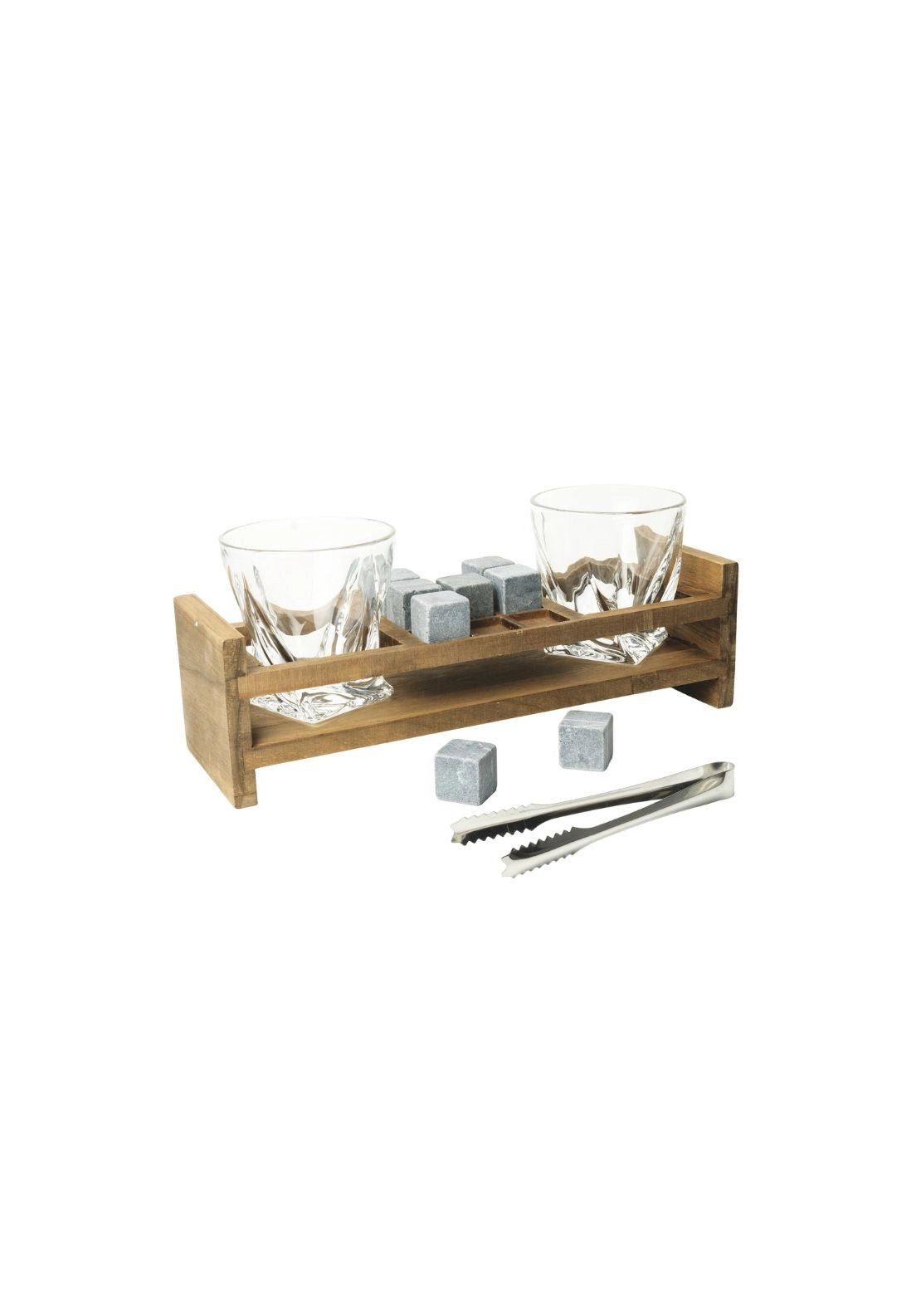 Twisted Whisky Glass Set With Ice Stones - Multi