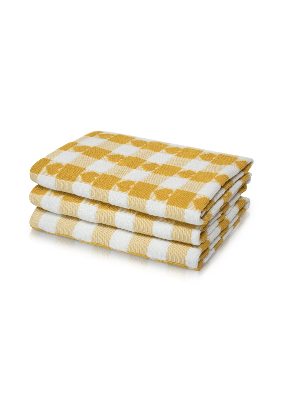 The Home Collection Hearts Check Tea Towel - Yellow 1 Shaws Department Stores