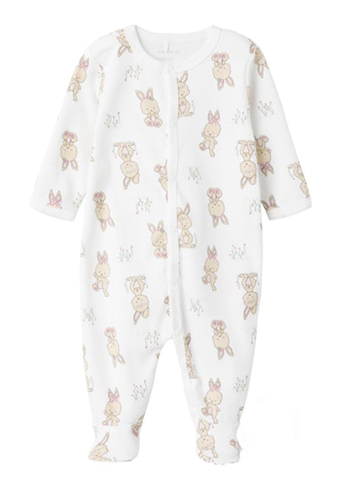 Name It Long Sleeve Rabbit Onsie With Feet - White 1 Shaws Department Stores