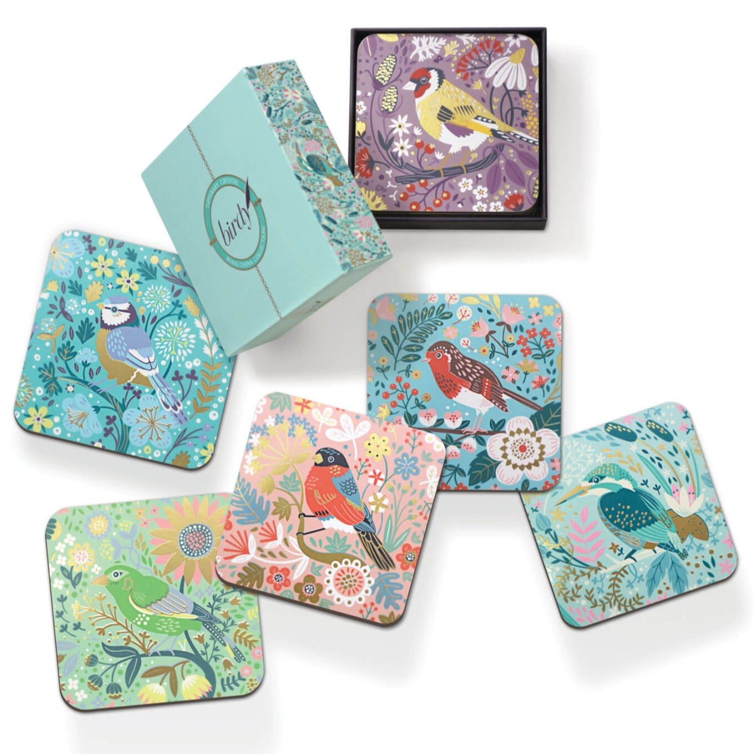 Tipperary Crystal Birdy 6 piece coaster set 1 Shaws Department Stores