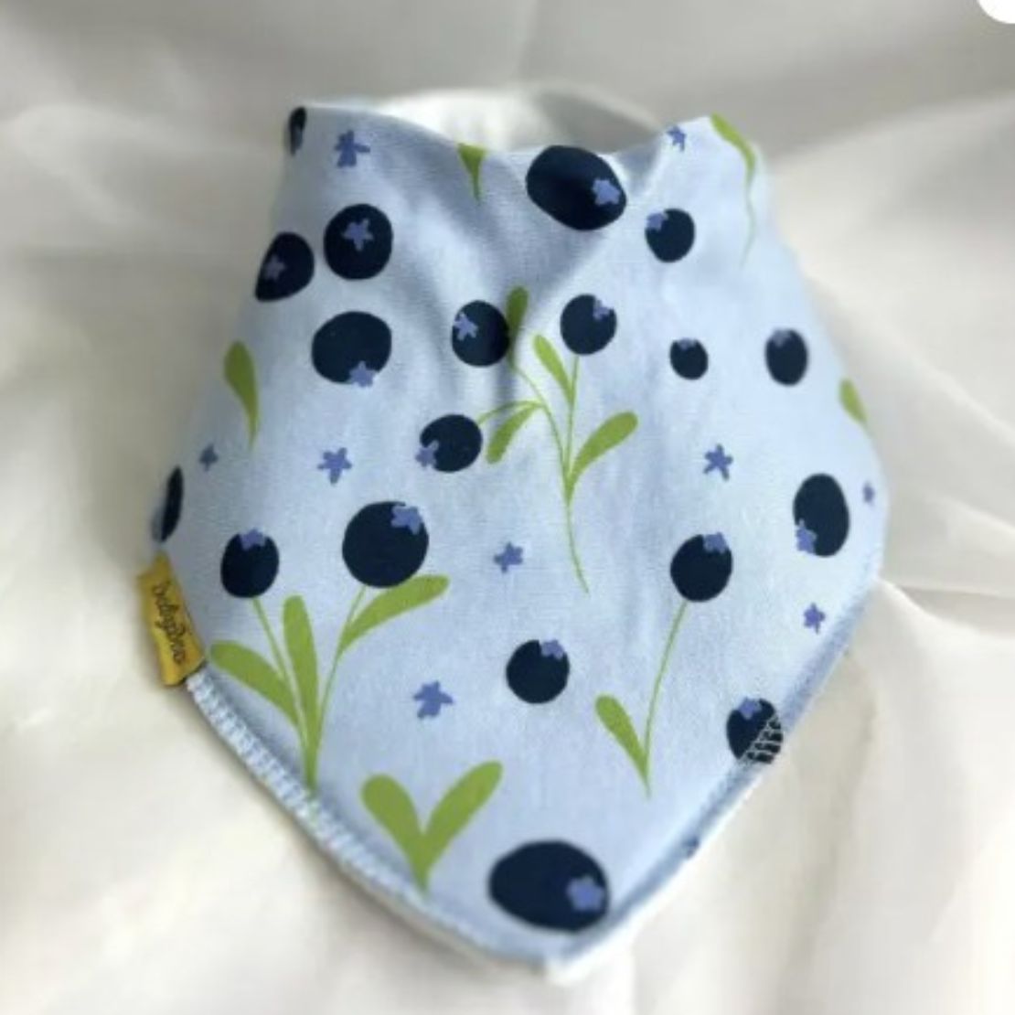Babyboo Super Blueberries Organic Cotton DribbleBoo Bandana Bib - Blue 2 Shaws Department Stores