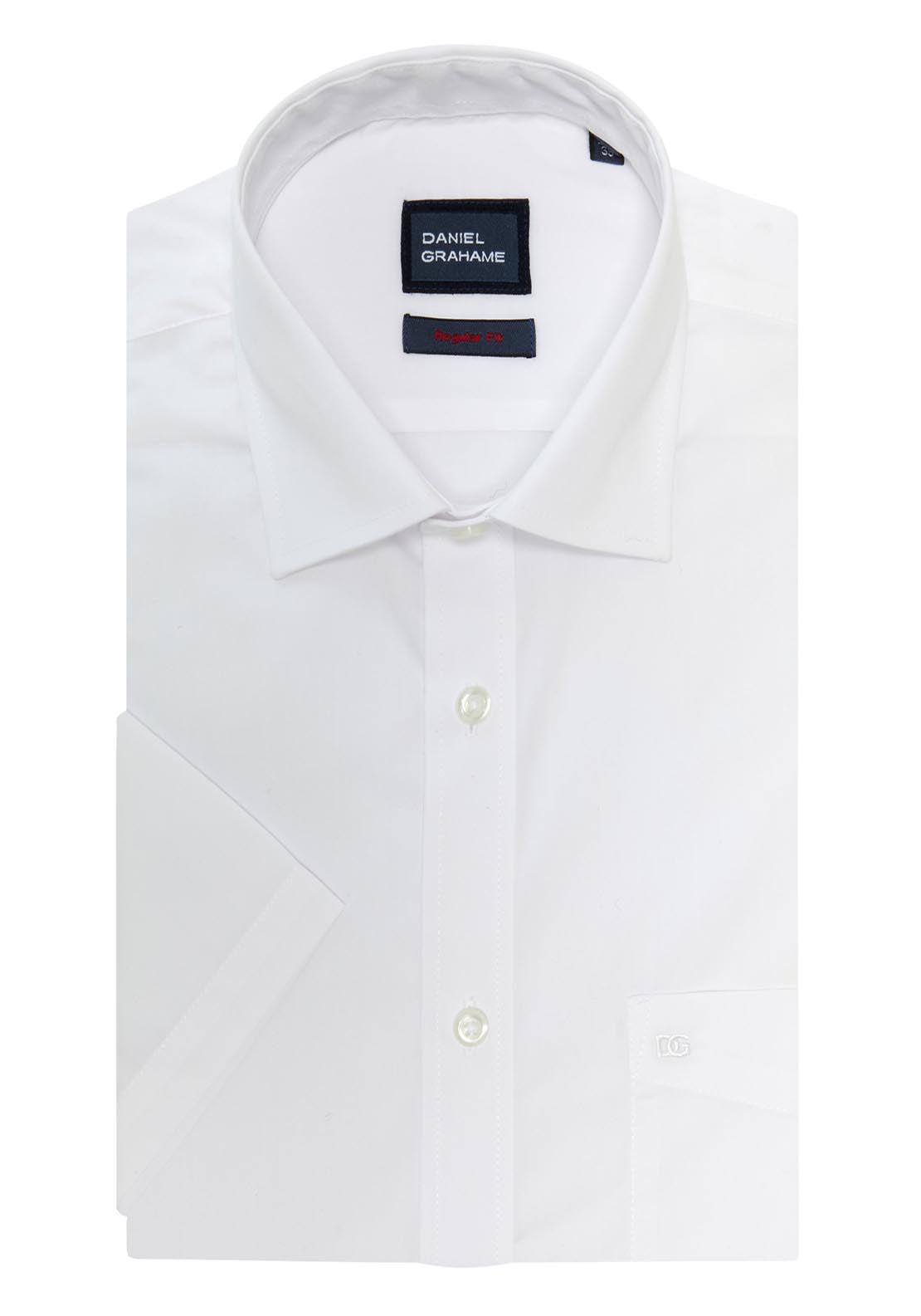 Daniel Grahame Short Sleeve Regular Fit Shirt - White 1 Shaws Department Stores