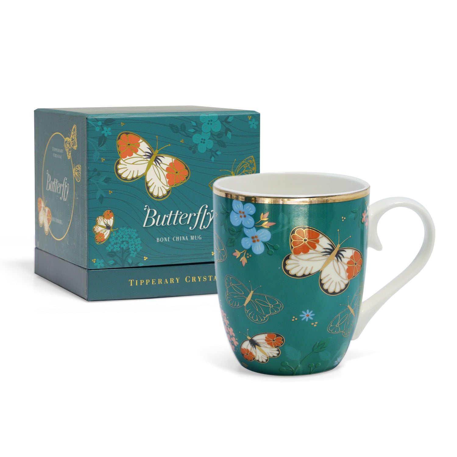 Tipperary Crystal Tipperary Crystal Single Butterfly Mug Orange Tip 1 Shaws Department Stores