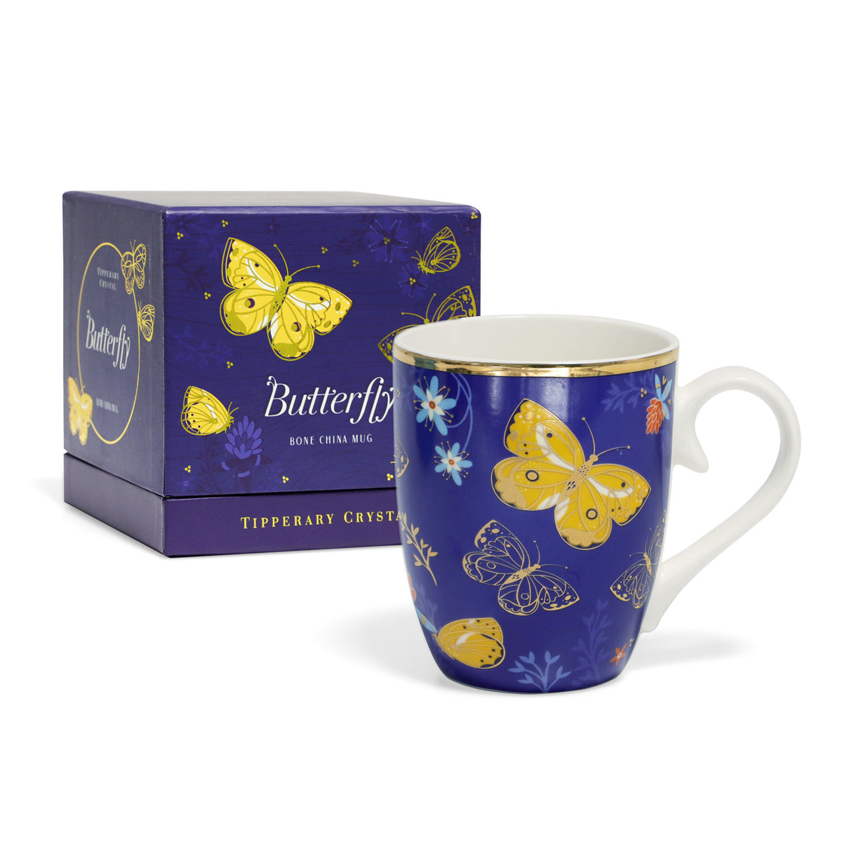 Tipperary Crystal Single Butterfly Mug Clouded - Yellow