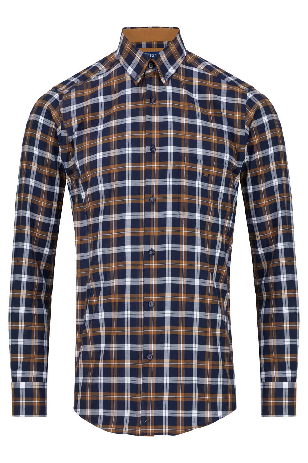 Drifter Long Sleeve Check Shirt - Beige 1 Shaws Department Stores