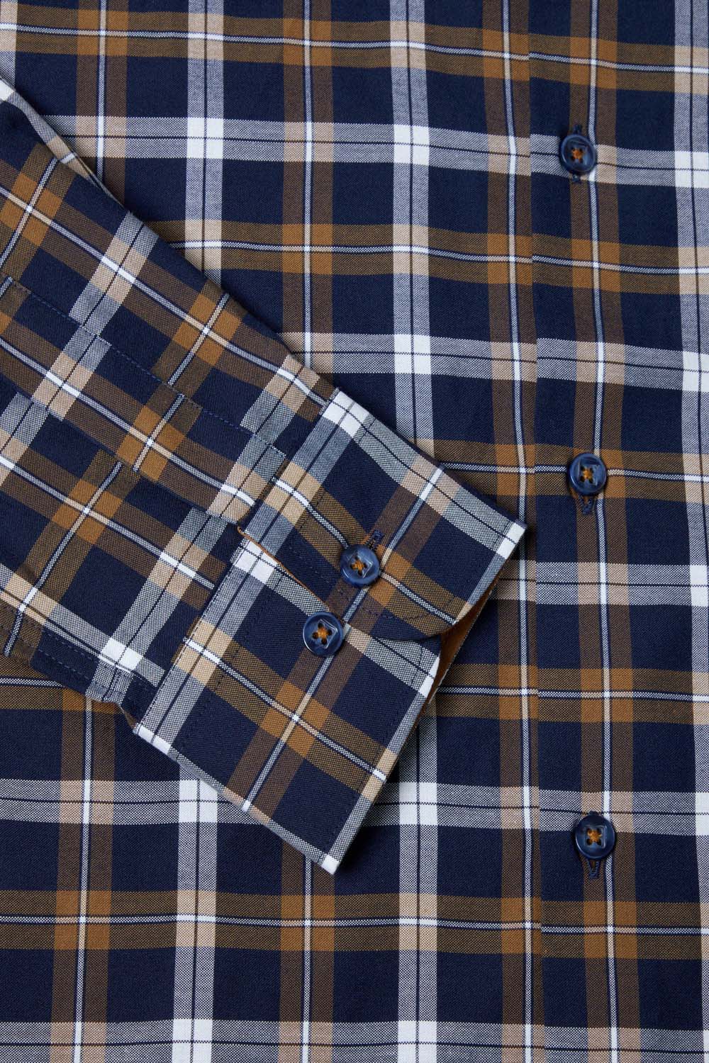 Drifter Long Sleeve Check Shirt - Beige 3 Shaws Department Stores