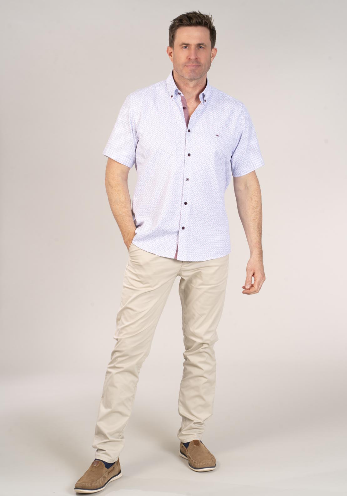 Drifter Short Sleeve Printed Shirt - Red 65 4 Shaws Department Stores