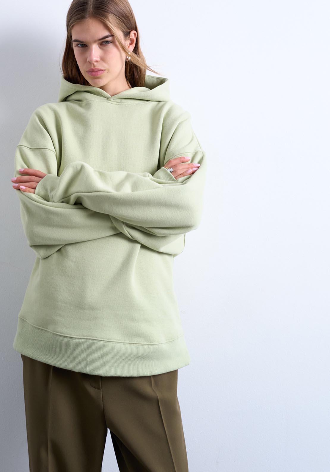 Topshop Cate Heavyweight Oversized Hoodie - Bright Green 1 Shaws Department Stores