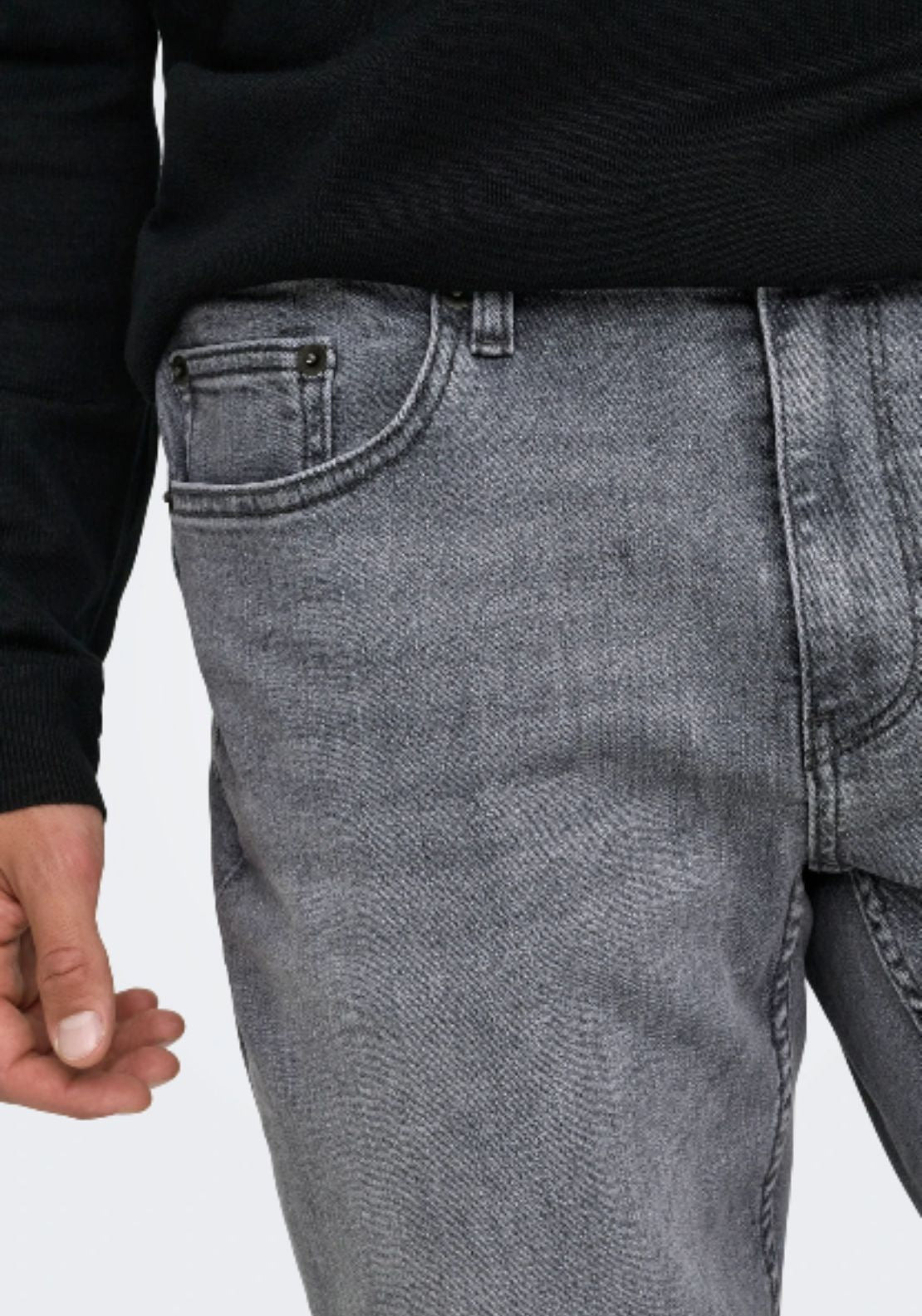 Only &amp; Sons Onsweft Mid Waist Regular Fit Jeans - Medium Grey Denim 4 Shaws Department Stores