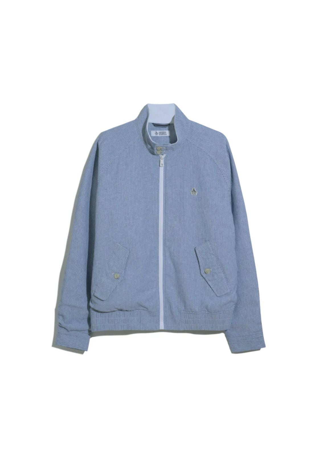 Penguin Herringbone Stripe Harrington Jacket - 485 Sargasso Sea 5 Shaws Department Stores
