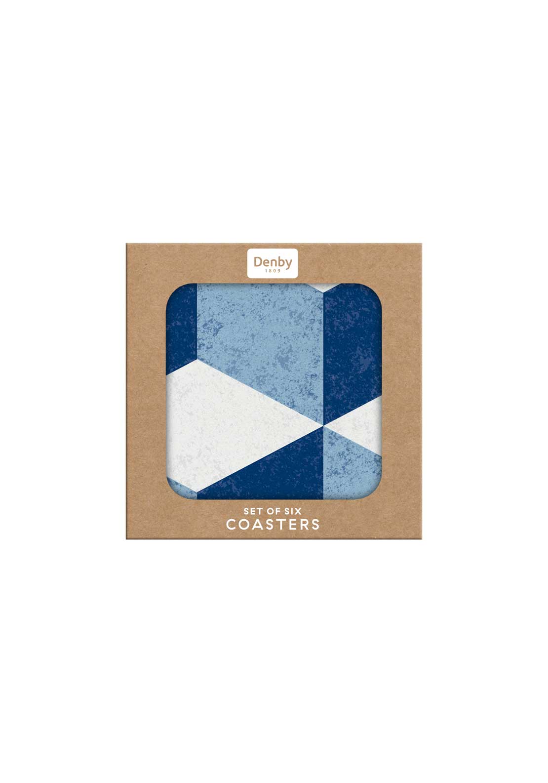 Blue Geometric Square Coasters Set Of 6 - Blue