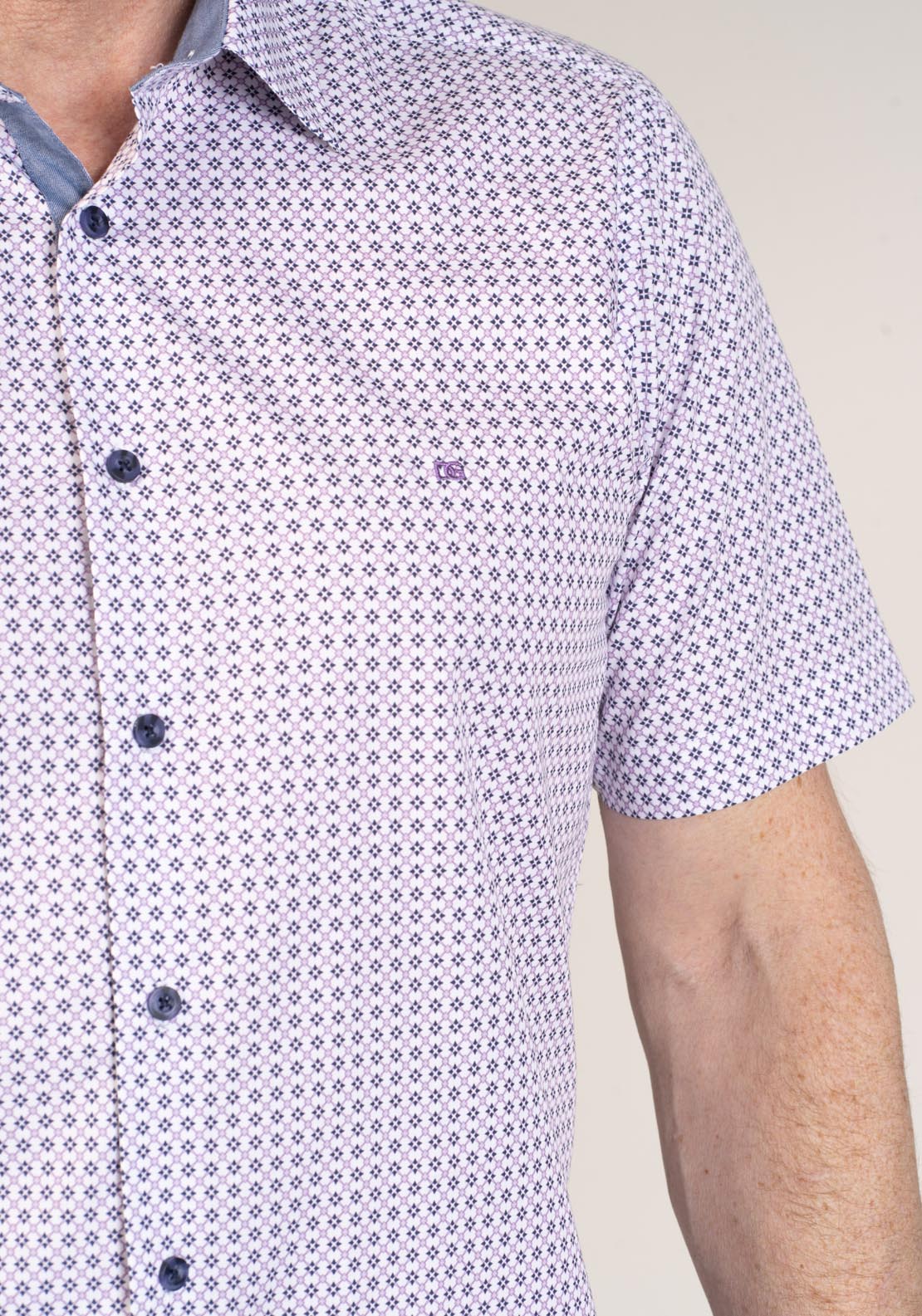 Drifter Short Sleeve Printed Shirt - Lilac 73 3 Shaws Department Stores