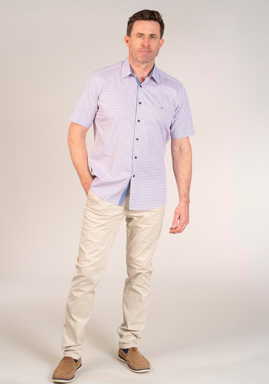 Drifter Short Sleeve Printed Shirt - Lilac 73 4 Shaws Department Stores