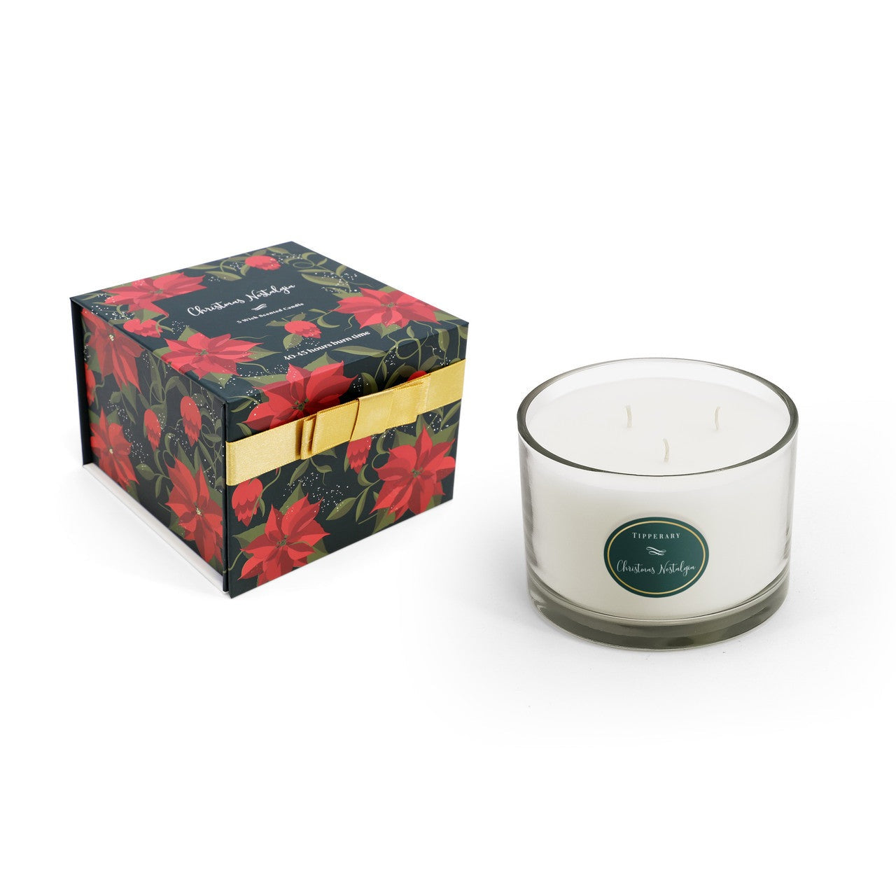 Tipperary Crystal Poinsettia 3 Wick Candle 1 Shaws Department Stores