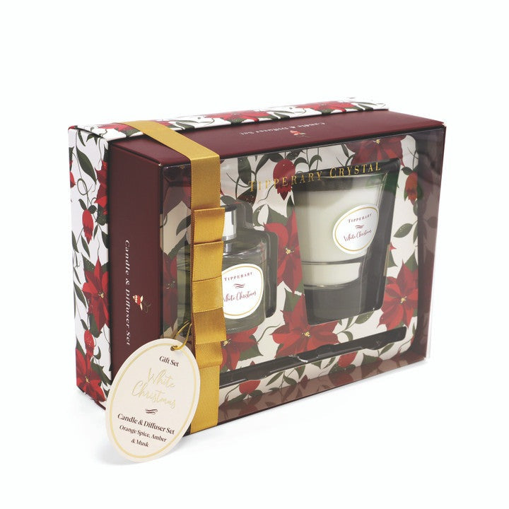 Tipperary Crystal Poinsettia Candle &amp; Diffuser Set 1 Shaws Department Stores