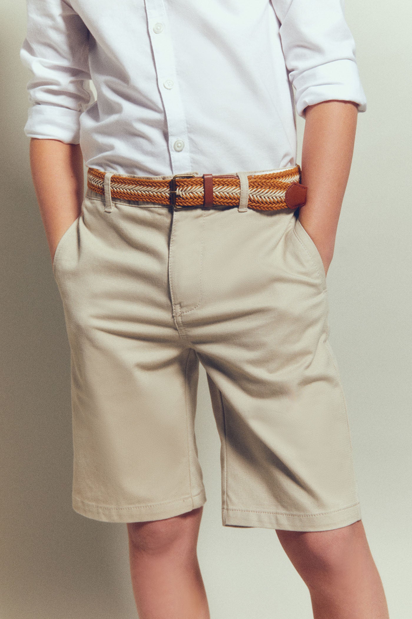 Sfera Formal Shorts With Belt - Beige / Camel 2 Shaws Department Stores