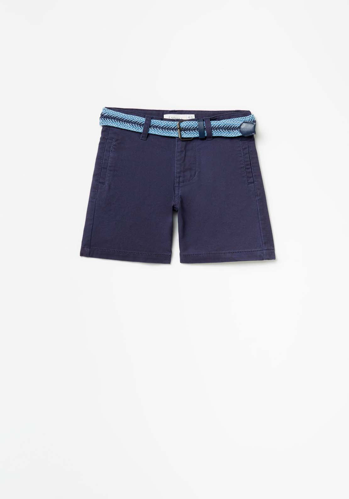 Sfera Formal Shorts With Belt - Navy / Blue 2 Shaws Department Stores