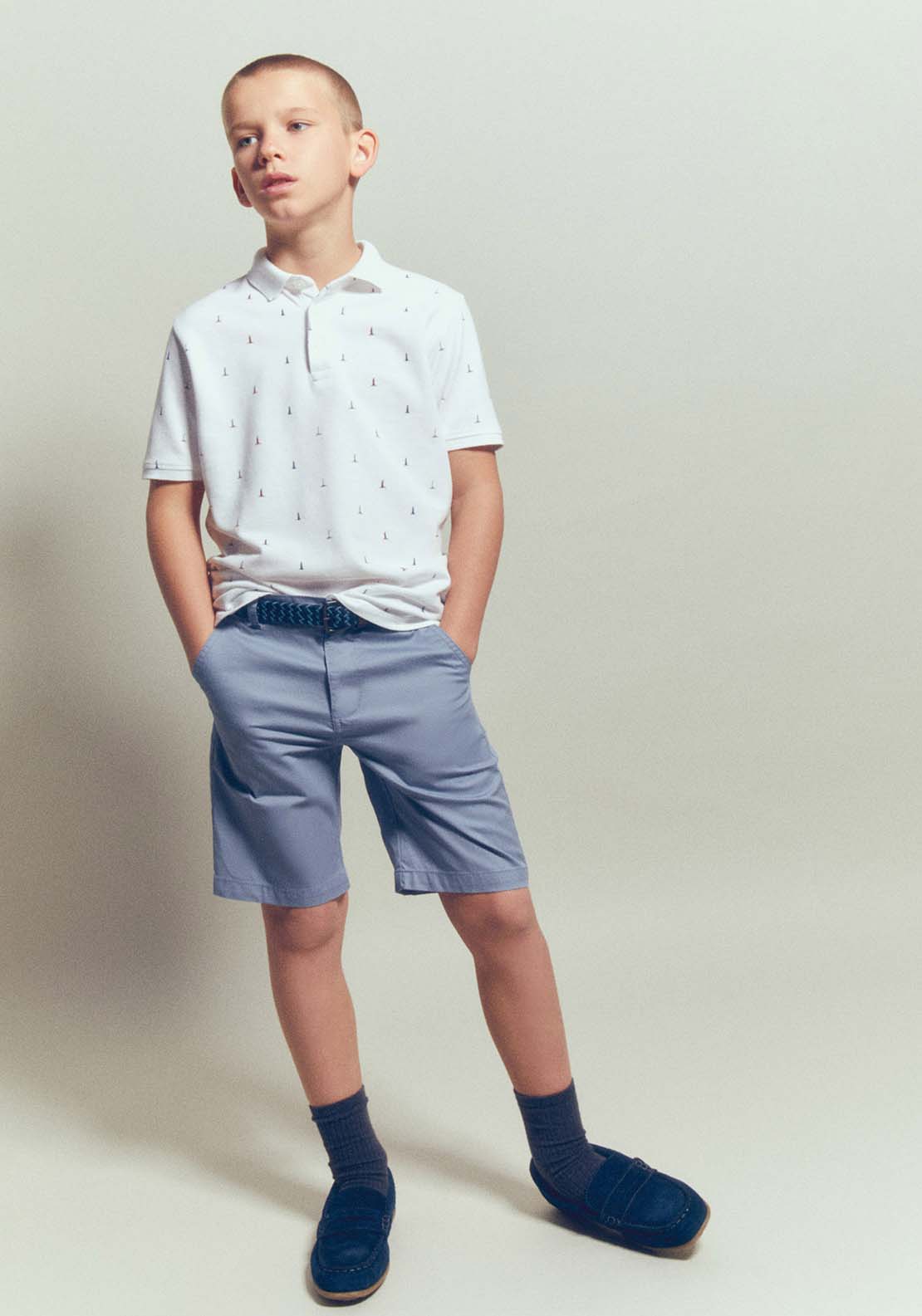 Sfera Formal Shorts With Belt - Blue 1 Shaws Department Stores