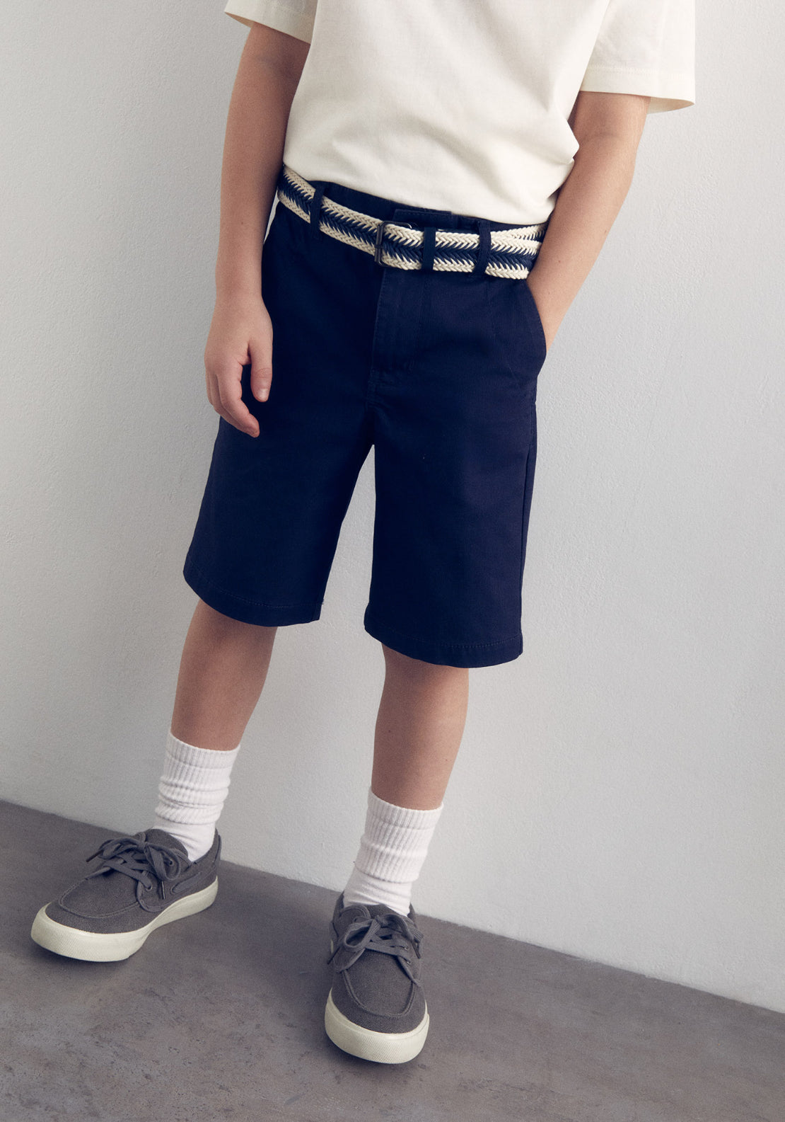 Sfera Woven Belt Bermuda Shorts - Blue 5 Shaws Department Stores