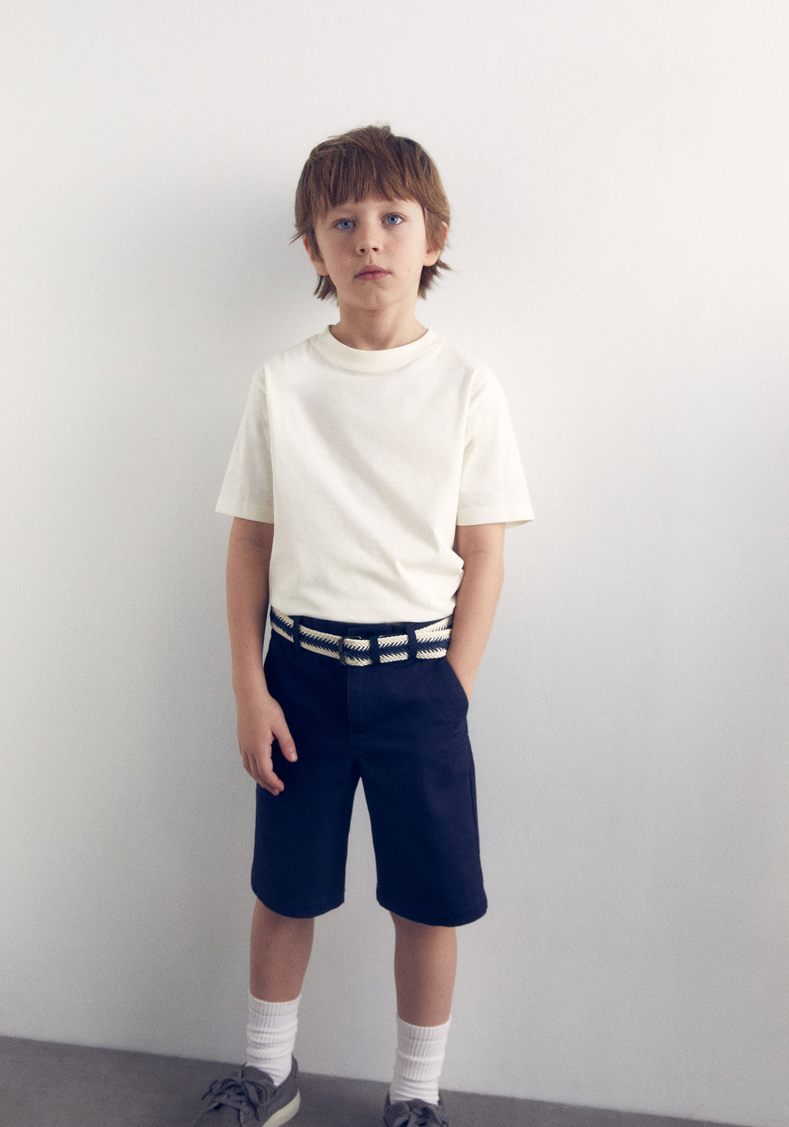 Sfera Woven Belt Bermuda Shorts - Blue 6 Shaws Department Stores