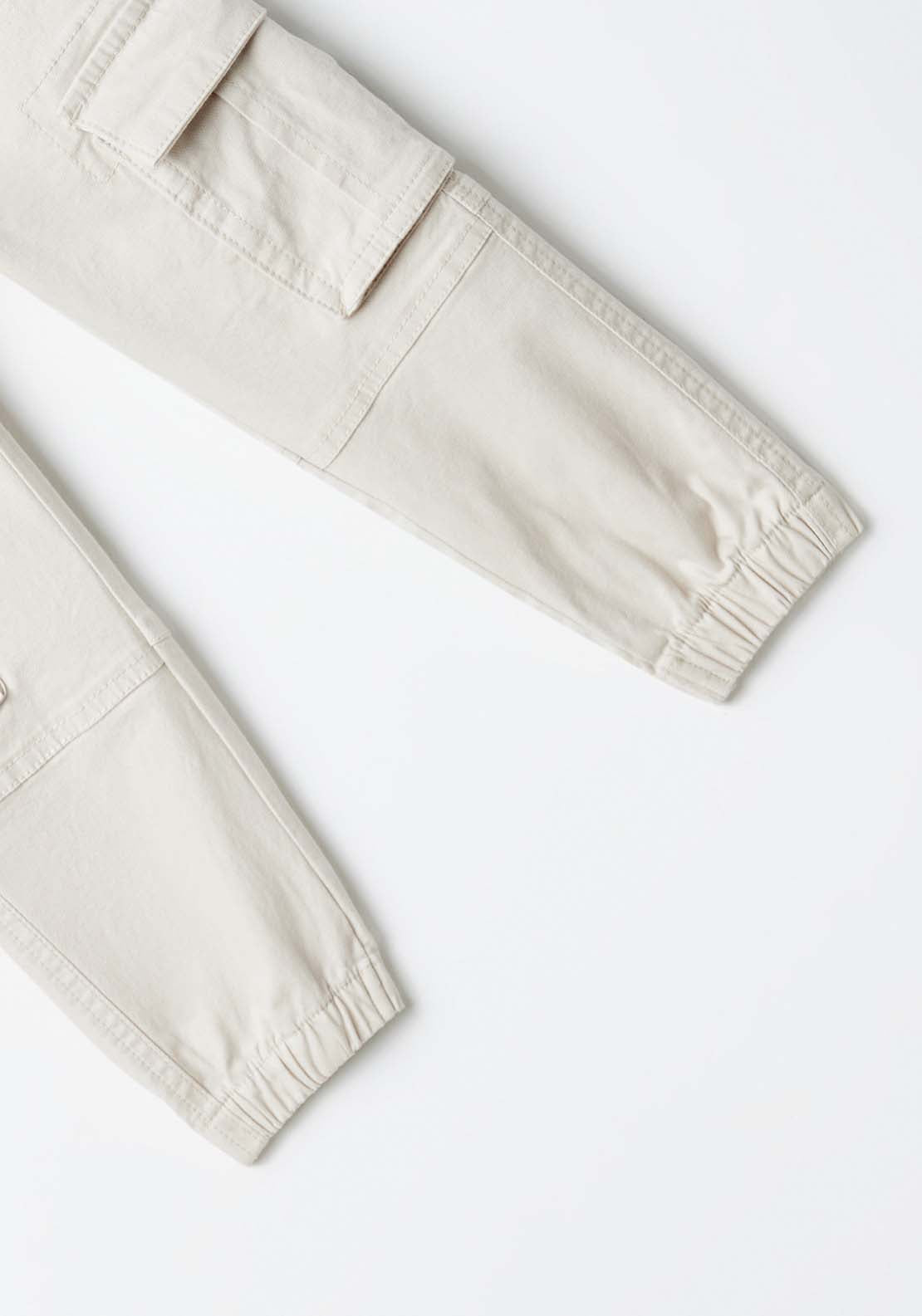 Sfera Elastic cuffs cargo trousers - Ecru 7 Shaws Department Stores