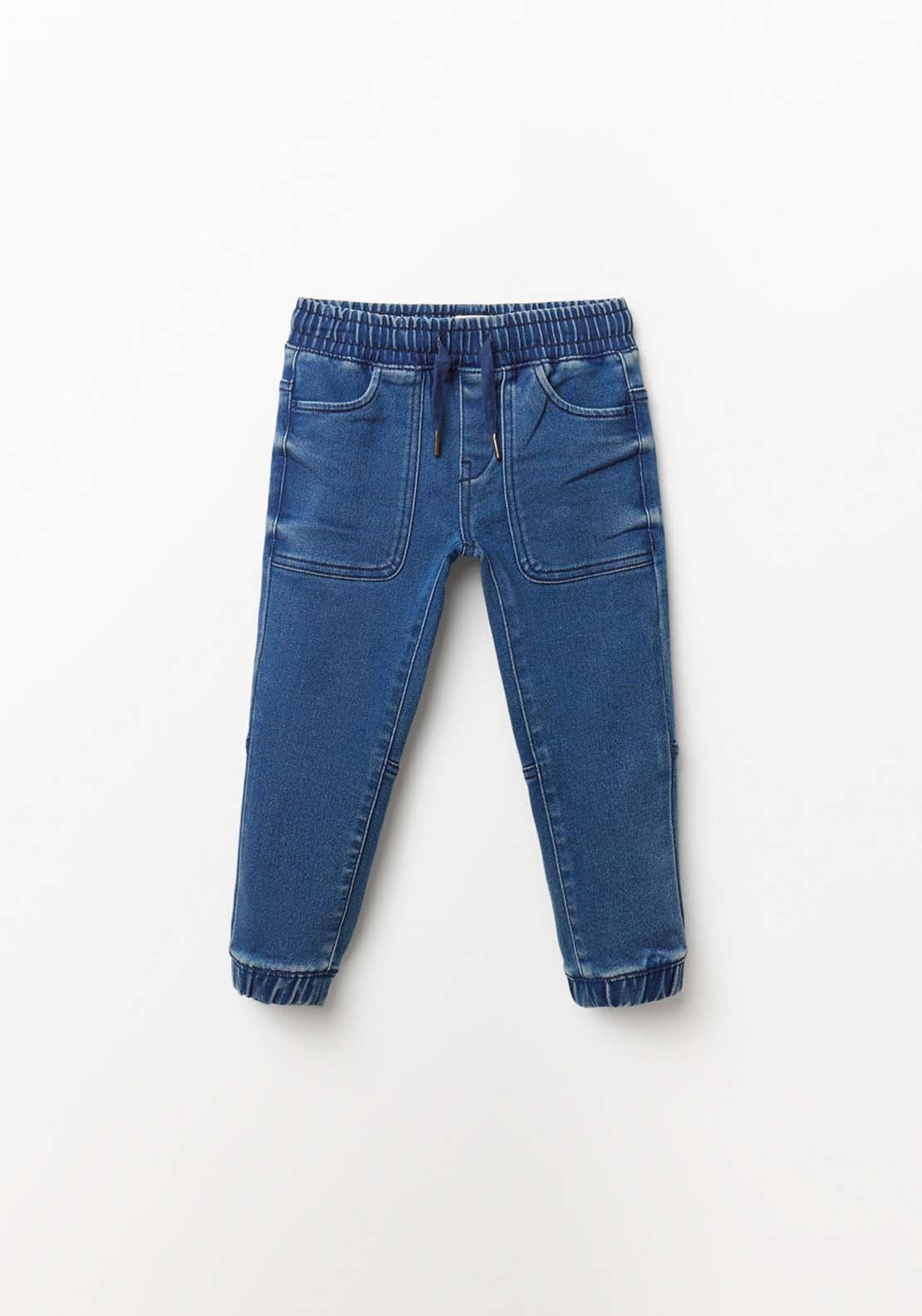 Elastic Cuff Jogger Jeans - Blue