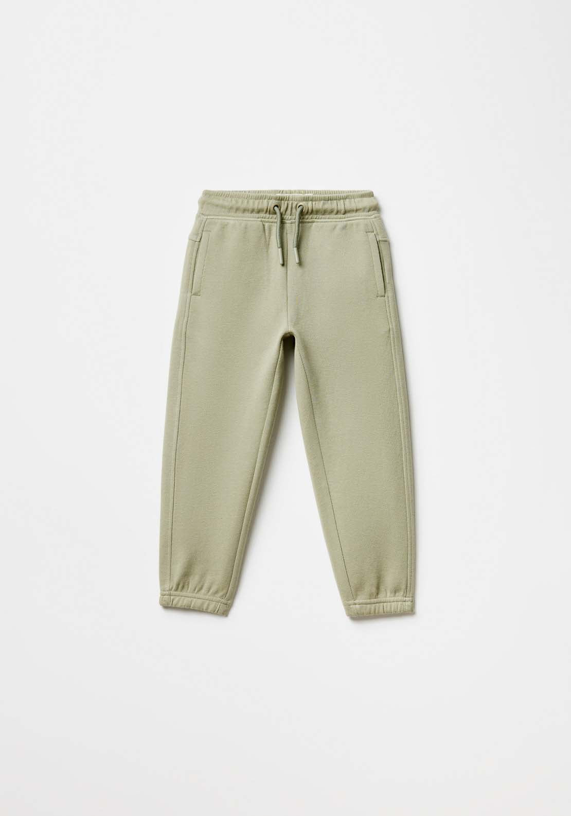 Sfera Basic piqué trousers - Green 1 Shaws Department Stores