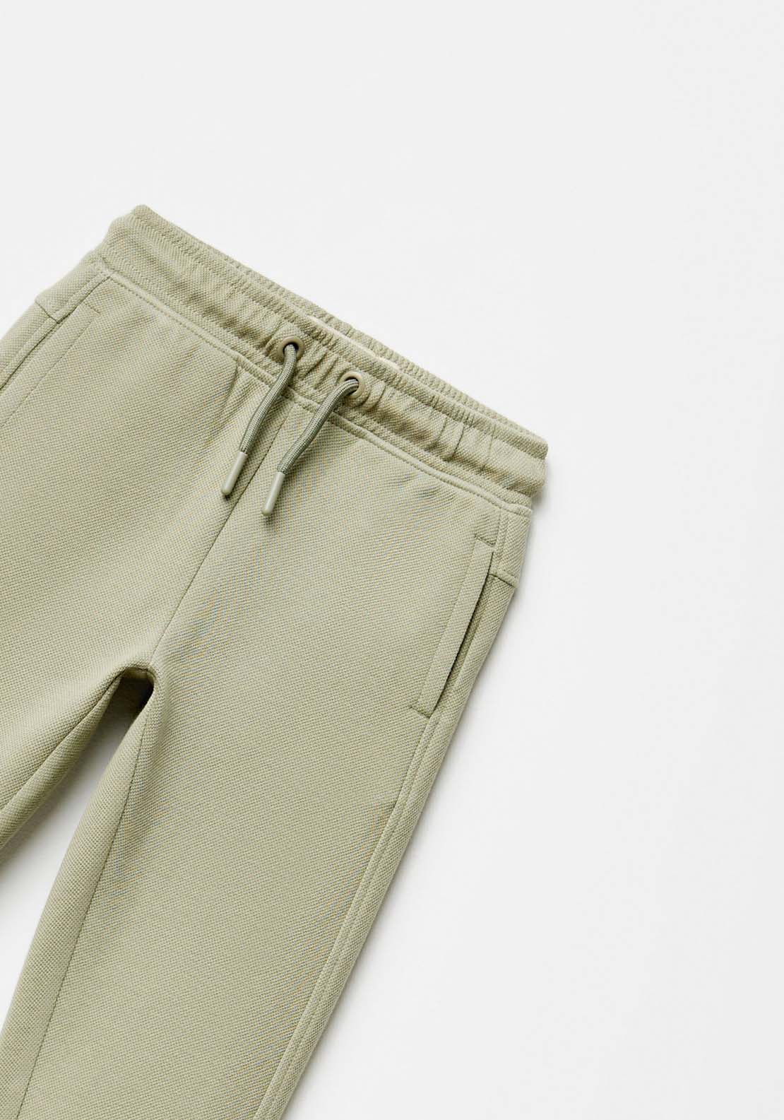 Sfera Basic piqué trousers - Green 3 Shaws Department Stores
