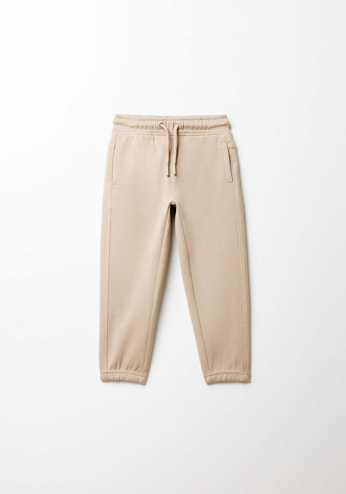 Sfera Basic piqué trousers - Beige 1 Shaws Department Stores