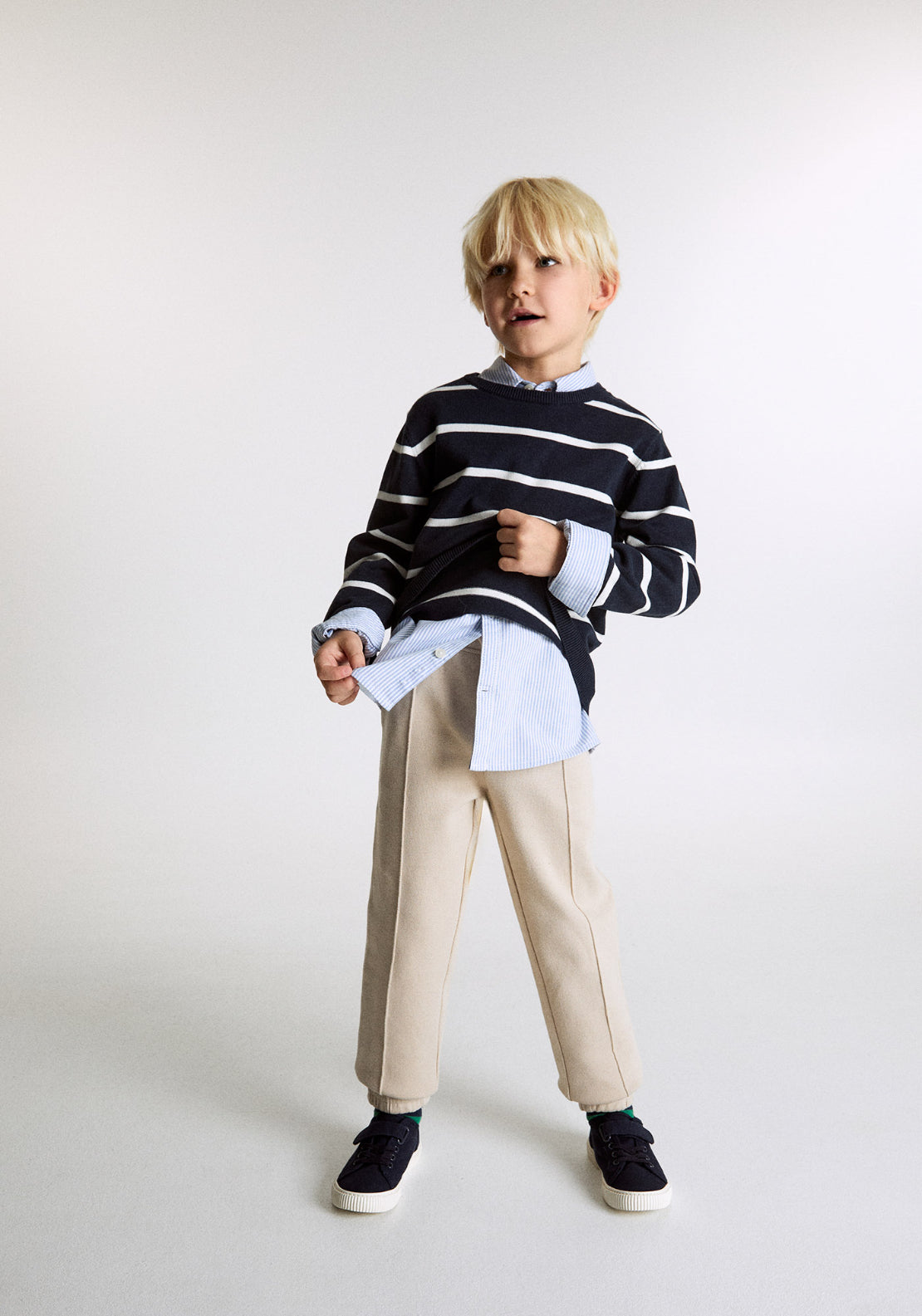 Basic Piqué Trousers - Cream