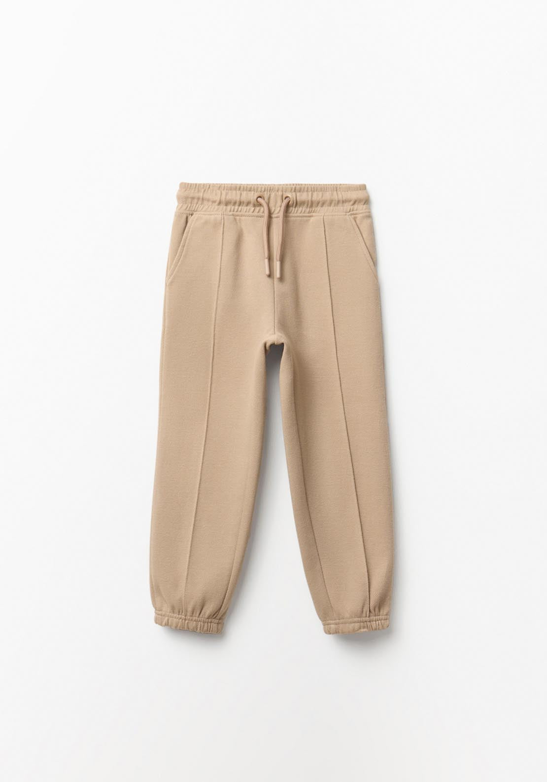Basic Piqué Jogger Trousers - Beige