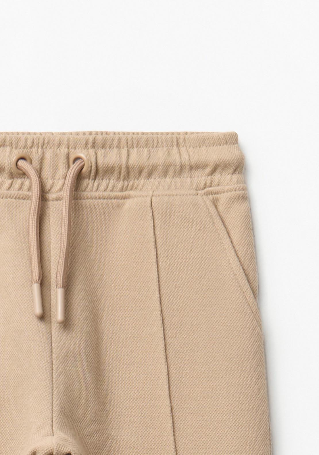 Basic Piqué Jogger Trousers - Beige