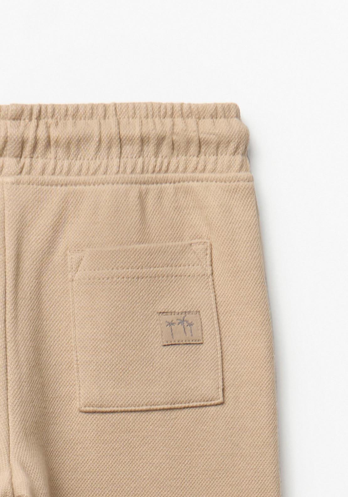 Basic Piqué Jogger Trousers - Beige