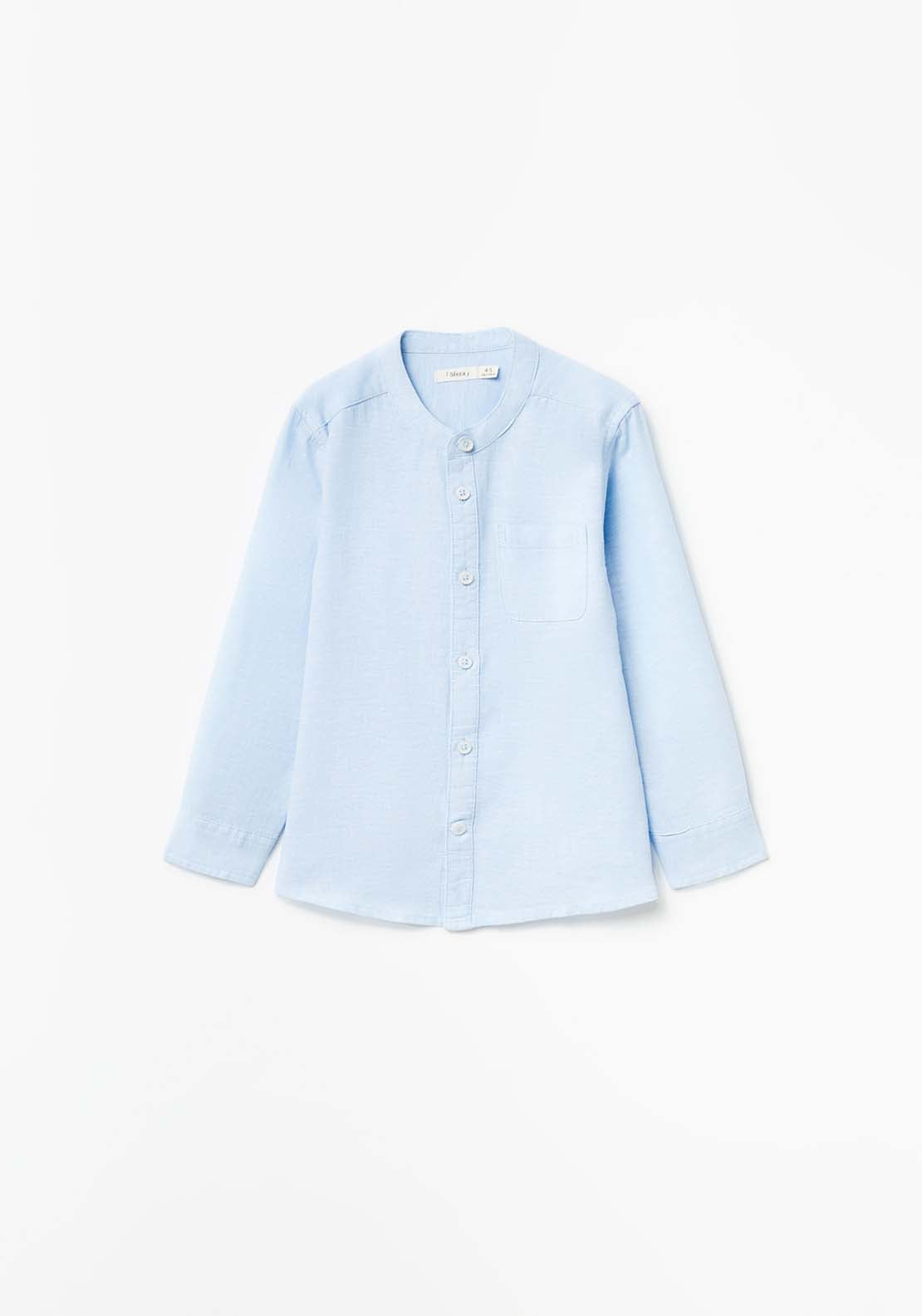 Sfera Plain Cotton Shirt - Blue 1 Shaws Department Stores