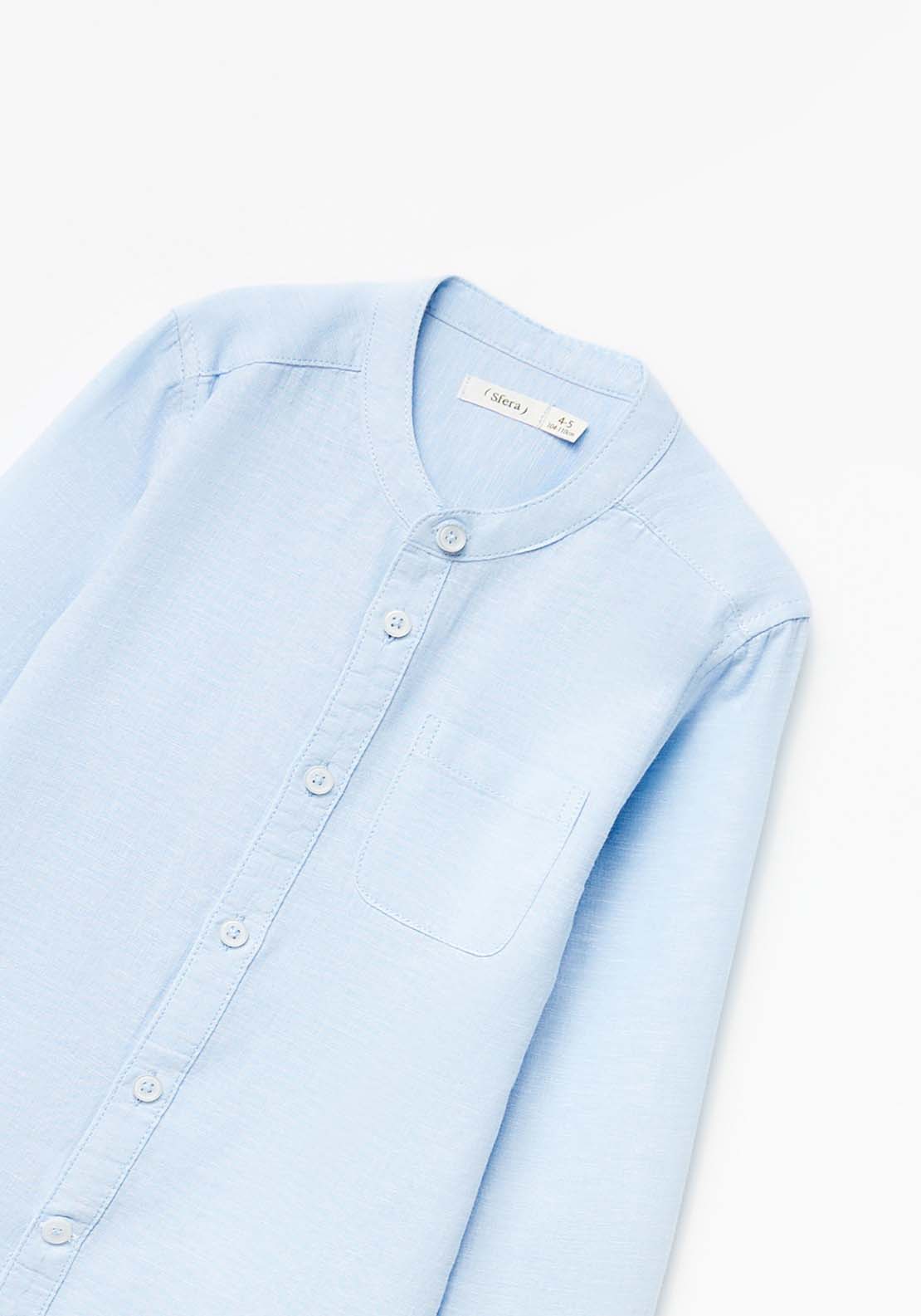 Sfera Plain Cotton Shirt - Blue 2 Shaws Department Stores
