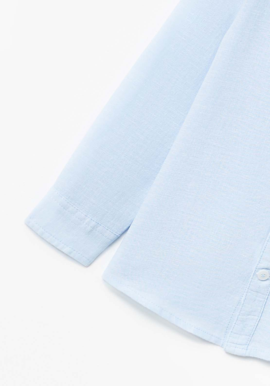 Sfera Plain Cotton Shirt - Blue 3 Shaws Department Stores