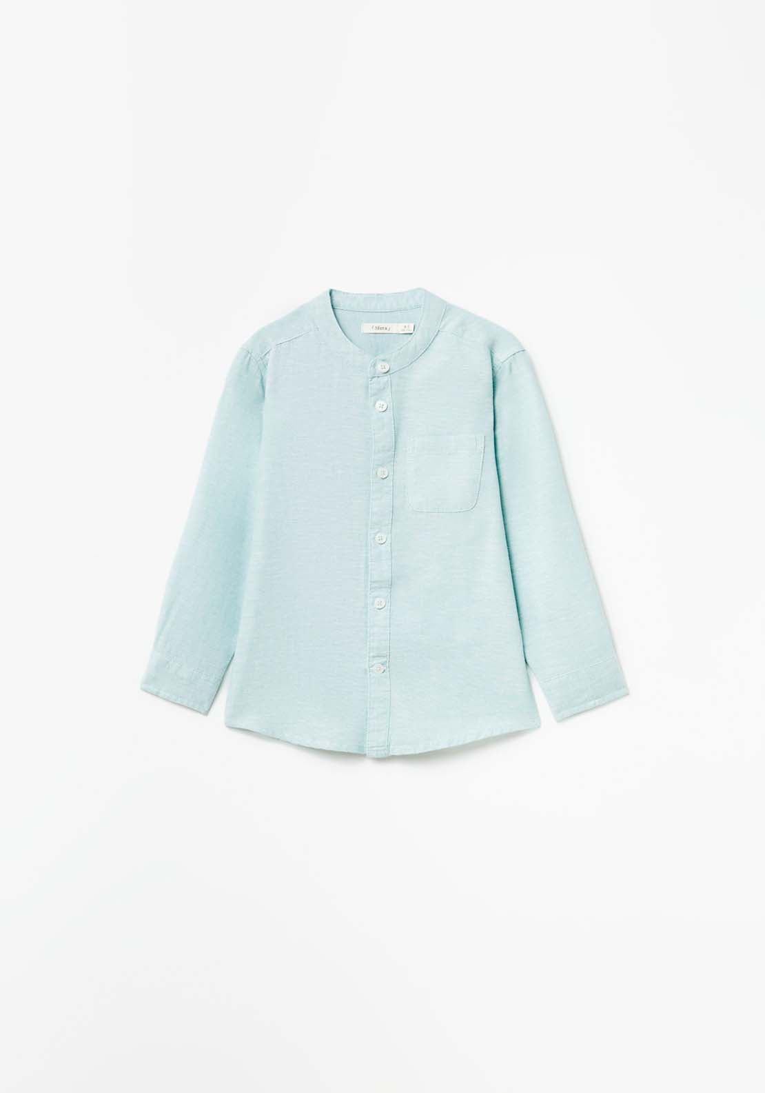 Sfera Plain Cotton Shirt - Green 1 Shaws Department Stores