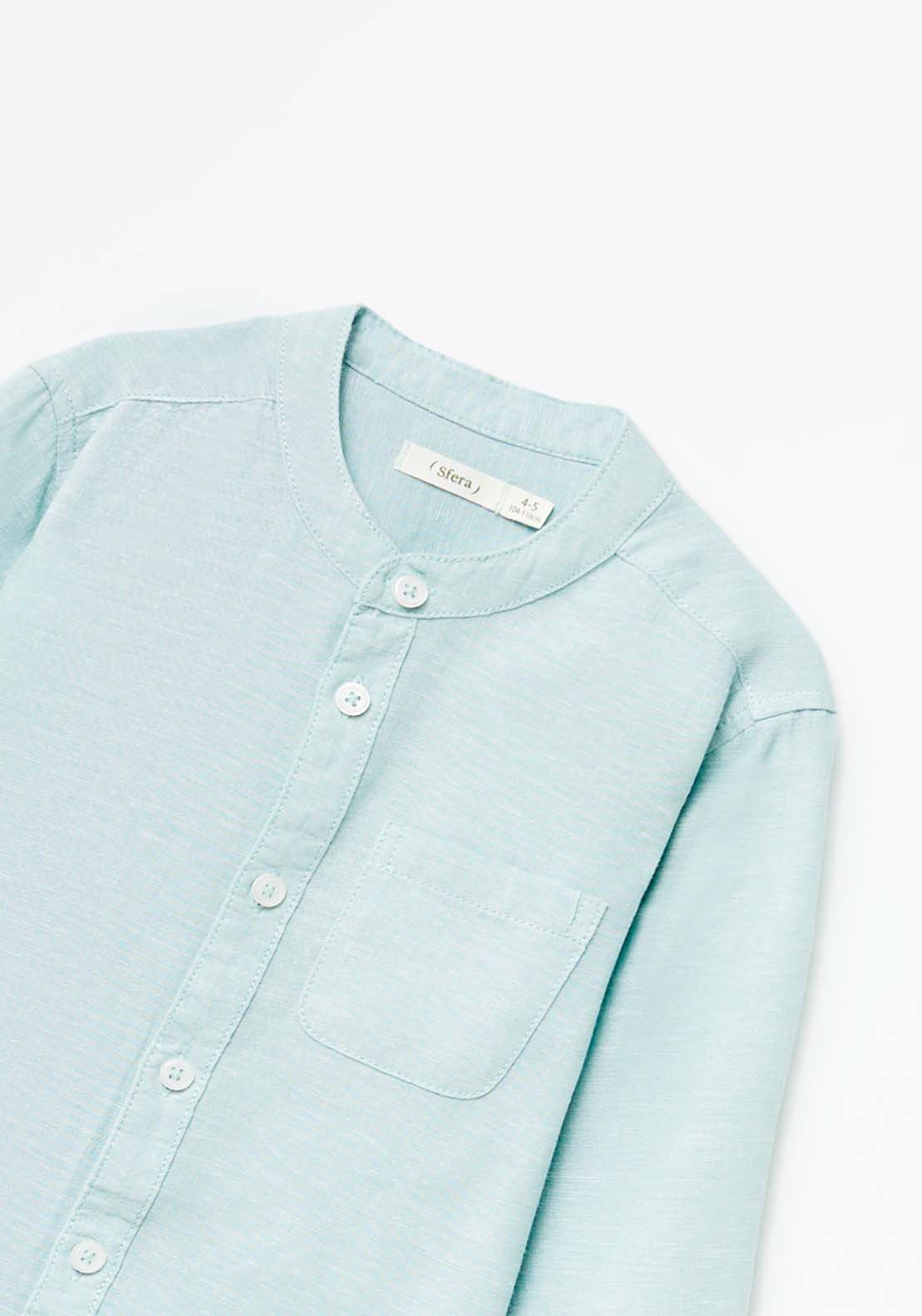 Sfera Plain Cotton Shirt - Green 2 Shaws Department Stores