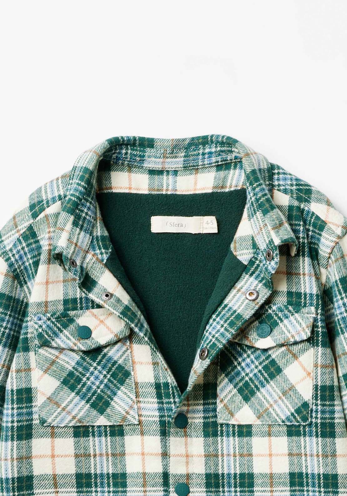 Sfera Long Sleeve Checked Shirt - Green Medium 5 Shaws Department Stores