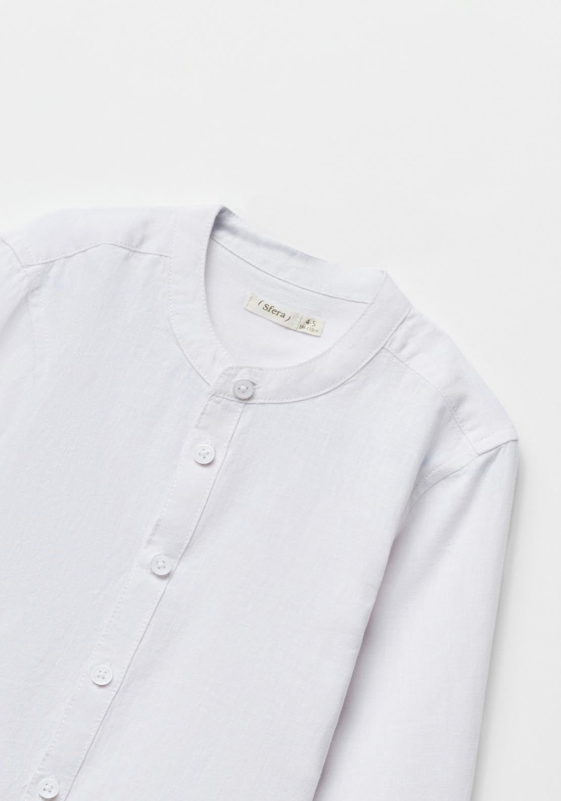 Sfera Cotton-Linen Shirt - White 3 Shaws Department Stores