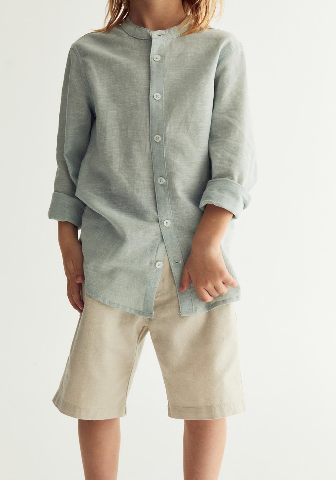 Sfera Cotton-Linen Shirt - Green 4 Shaws Department Stores