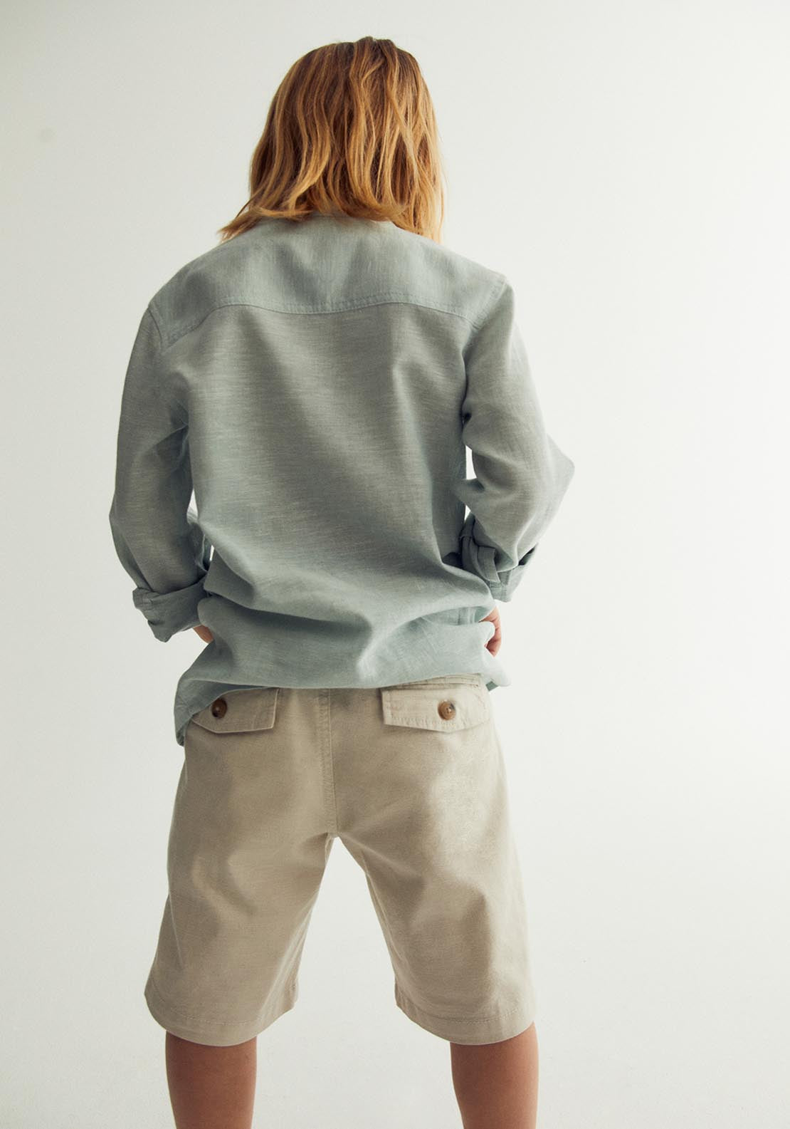 Sfera Cotton-Linen Shirt - Green 5 Shaws Department Stores