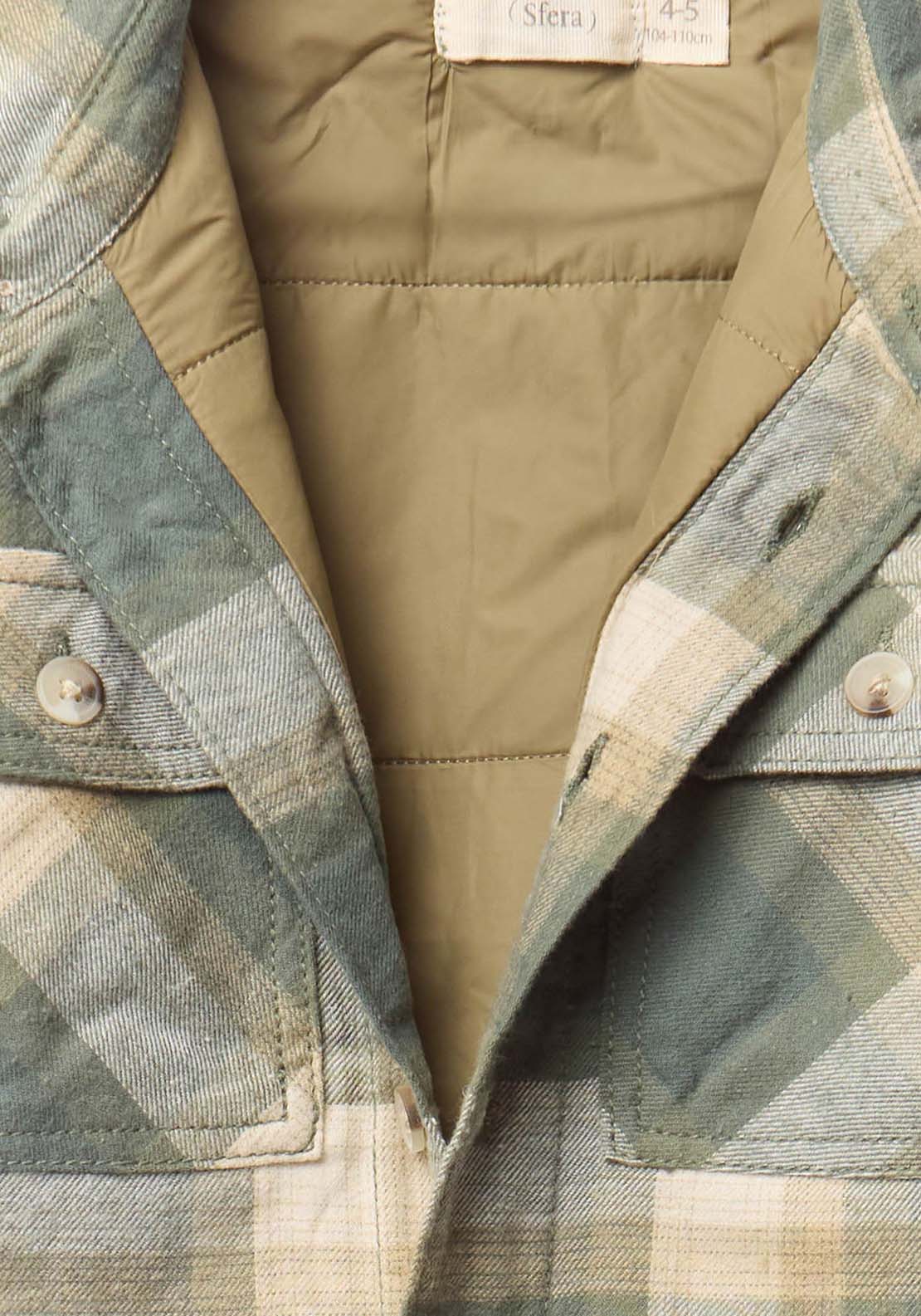 Printed Lined Overshirt With Pockets - Green