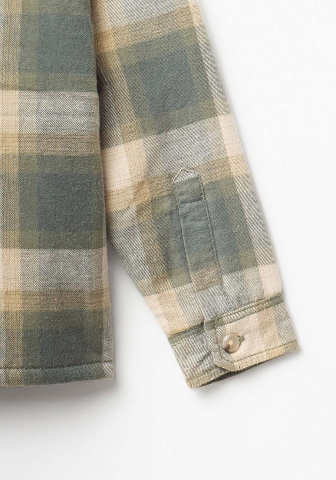 Printed Lined Overshirt With Pockets - Green