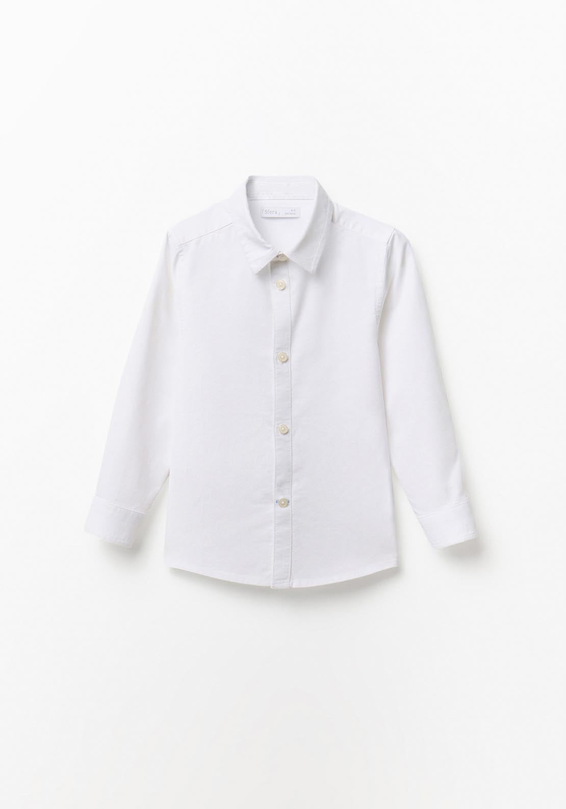 Sfera Plain Oxford Shirt with Pointed Collar - White 1 Shaws Department Stores