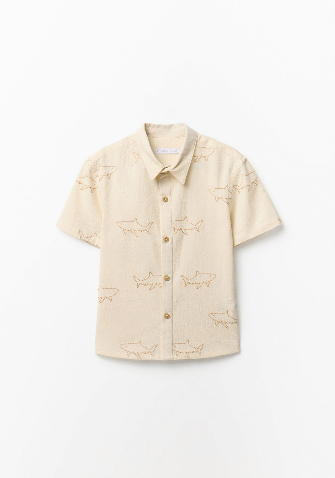 Shark Embroidered Shirt - White