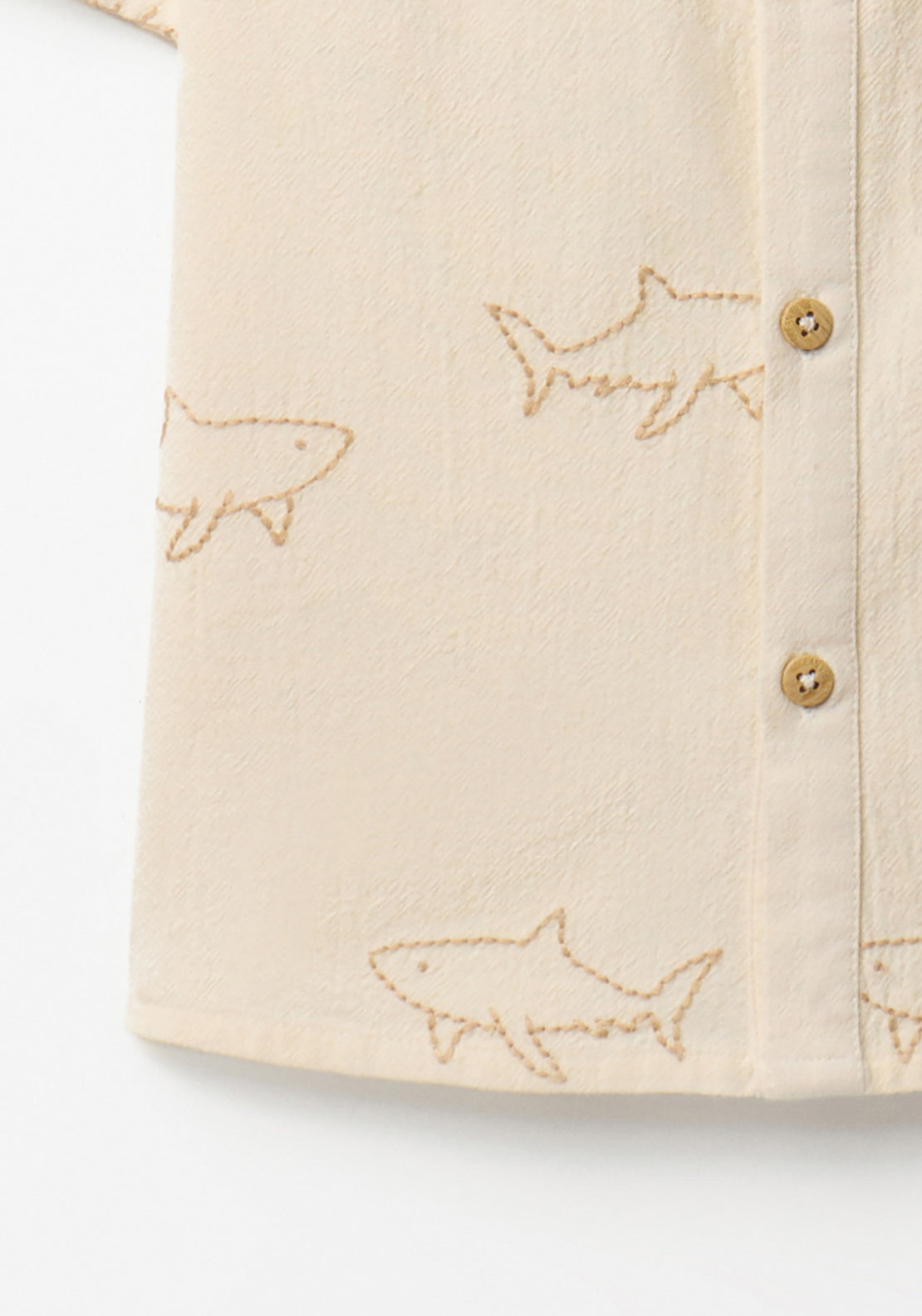 Shark Embroidered Shirt - White