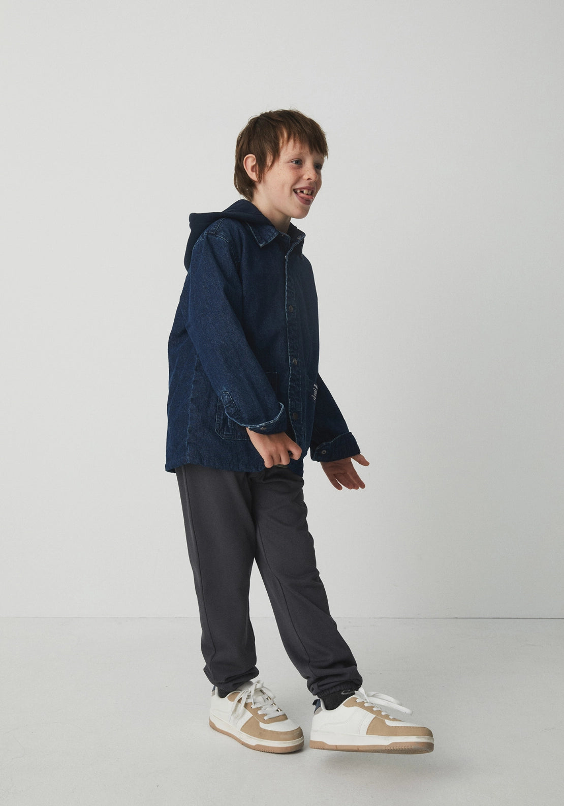 Hooded Denim Overshirt - Denim Dark Blue