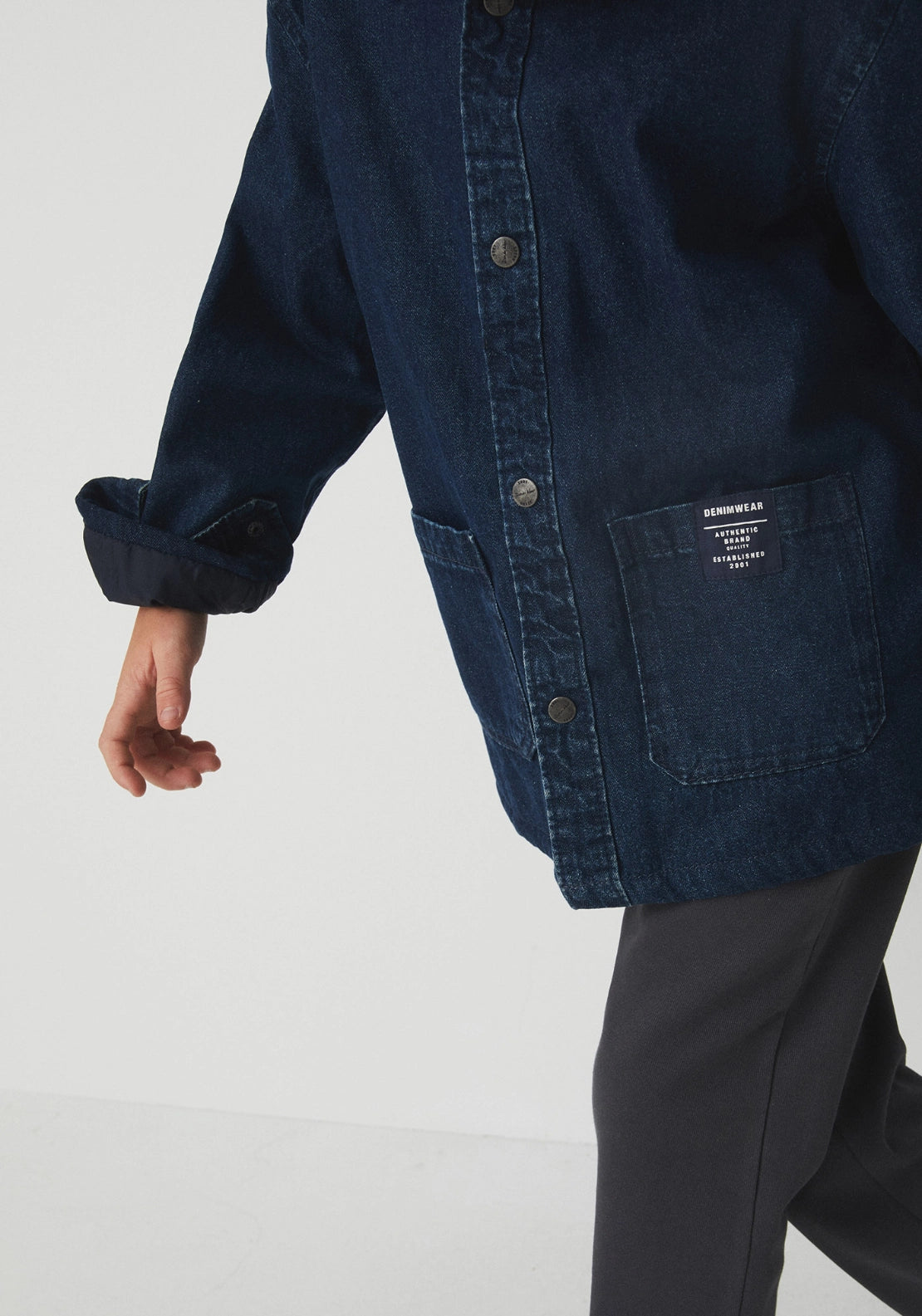 Hooded Denim Overshirt - Denim Dark Blue